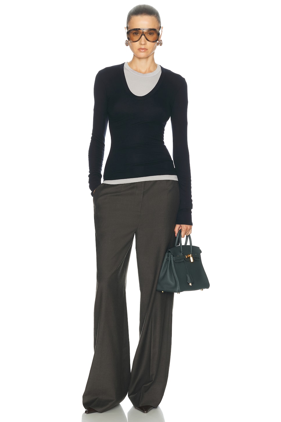 Pinterest Essentials Enza Costa Silk Rib Essential Crewneck Top in Light Grey | FWRD