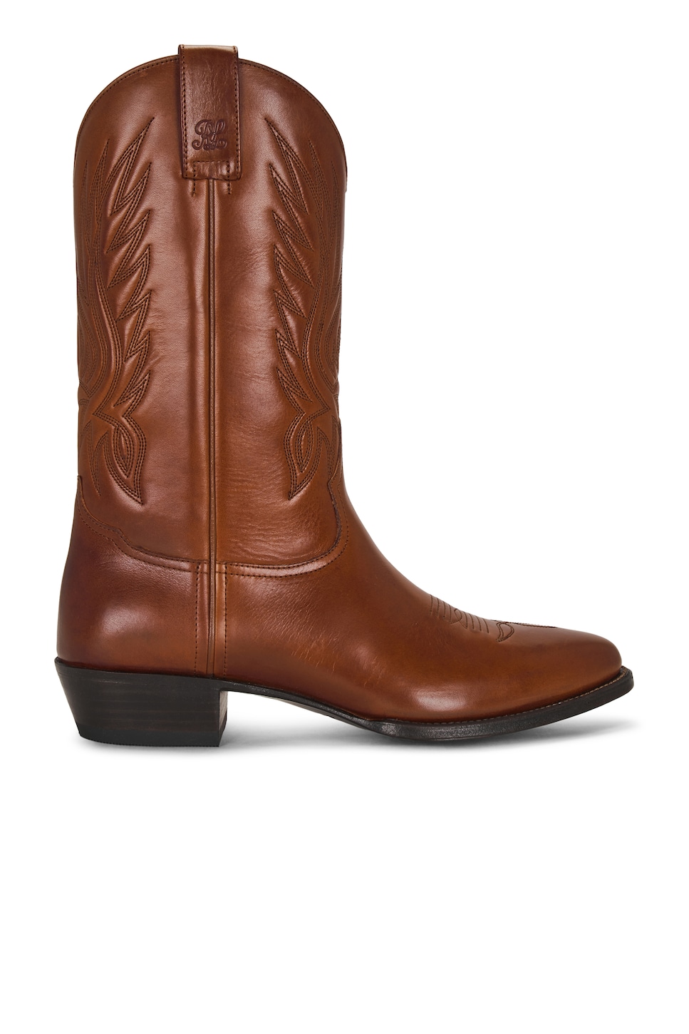 Recieve Date Labels Ralph Lauren Purple Label Burnished Calf Western Boots in Tan | FWRD