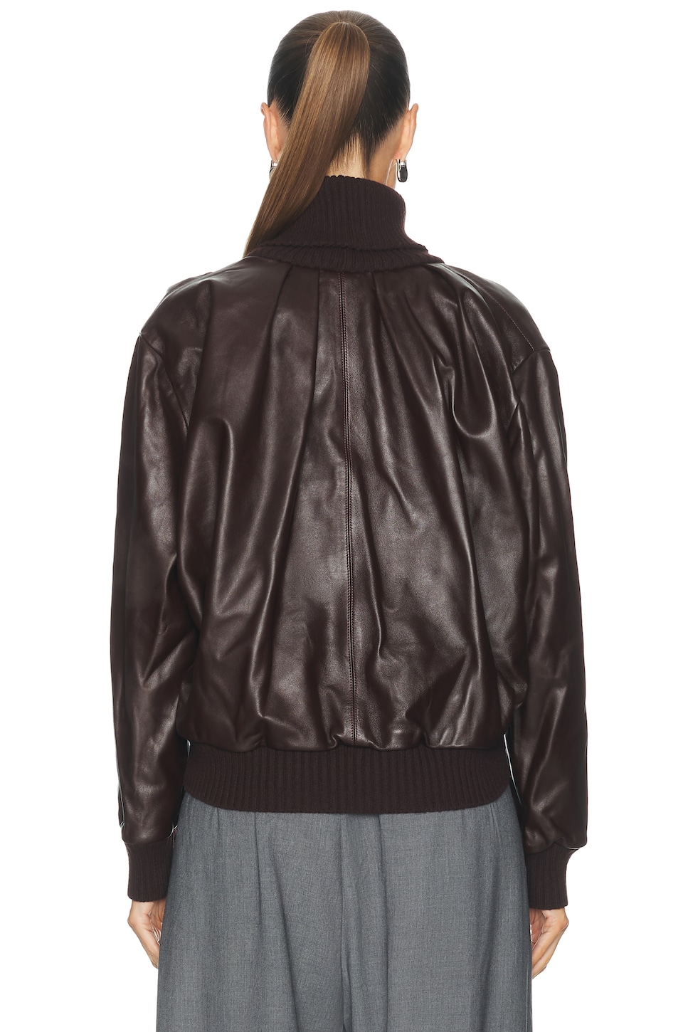 Victoria Beckham Knitted Collar Leather Top